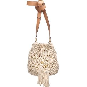 Tory Burch Dawson Small Crocheted Boho Bucket Bag
